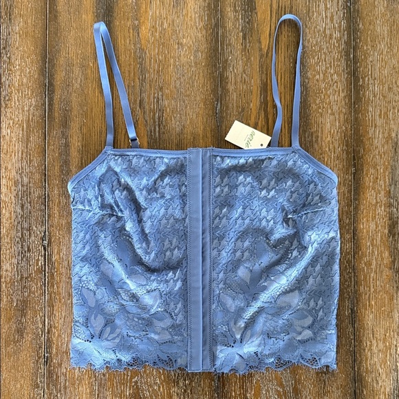 aerie Tops - NWT Aerie Floral Lace Corset Top Blue Size XS